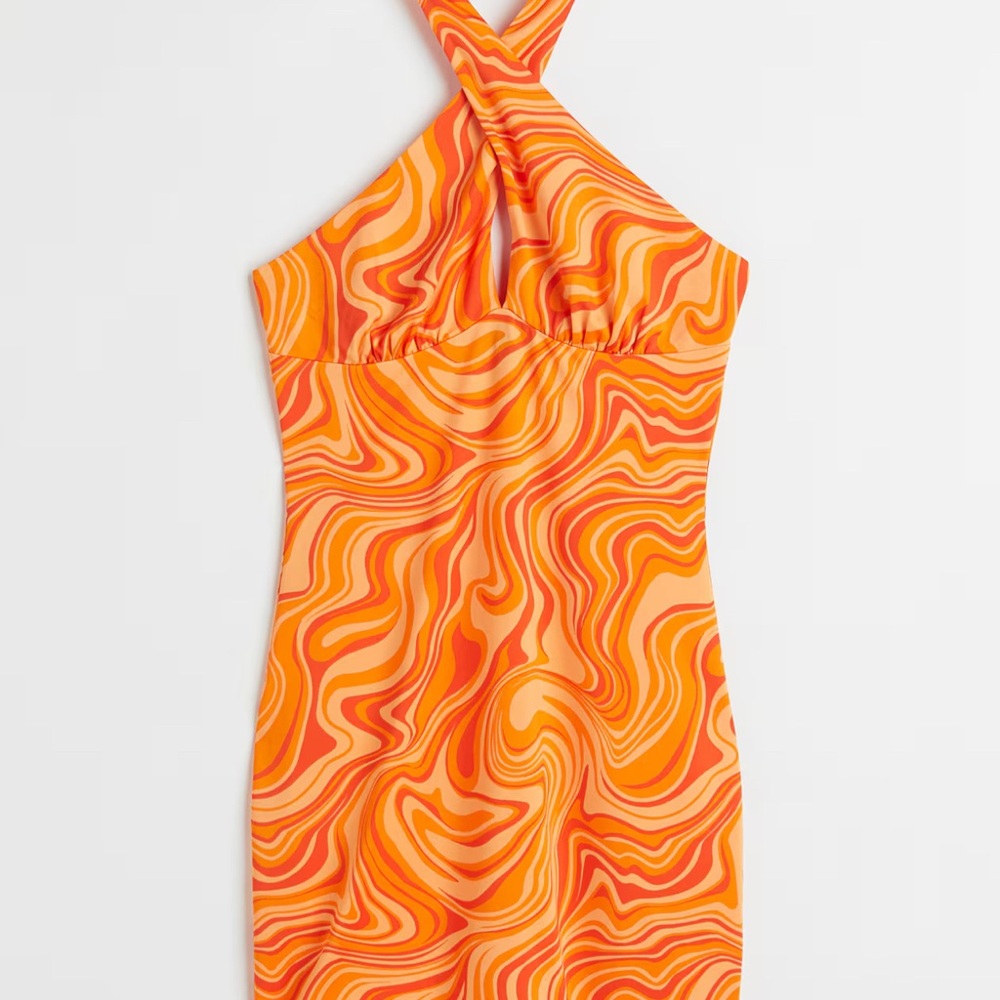 Vibrant Swirl Halter Dress
